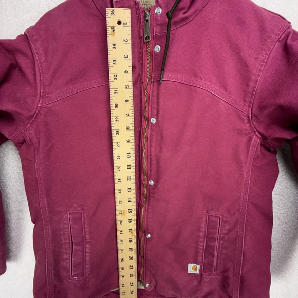 Carhartt Sandstone Berkley Jacket Sherpa Lined Women Medium 100657 654 Raspberry - Picture 9 of 16